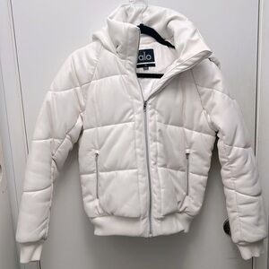 EUC - ALO YOGA Faux Leather White Boss Jacket, XS